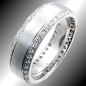 Micro Pave Wedding Band Mens .59TDW 18KT White